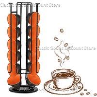 Rotatable Coffee Pod Holder Stainless Steel Display Capsule Rack Tower Stand Storage Shelves For Dolce Gusto Capsule 24Cups