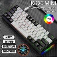 K620 Mini Gaming Mechanical Keyboard 61 Keys RGB Hotswap Type-C Wired Gaming Keyboard PBT Keycaps