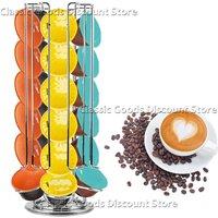 Display Capsule Rack Rotatable Coffee Pod Holder 24Cups Tower Stand Storage Shelves Stainless Steel For Dolce Gusto Capsule