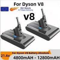 12800mAh/9800mAh 21.6V For Dyson V8 Battery Absolute V8 Animal Li-ion SV10 Vacuum Cleaner series Rechargeable batteries