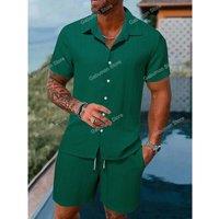 Spring and Summer New Sports Men's Polo Casual Solid Color Loose Short-sleeved Drawstring Shorts