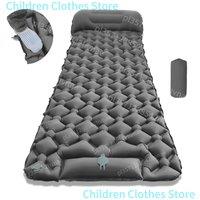 Outdoor Camping Sleeping Pad Folding Sleep Mat Beach Inflat Mattress with Pillows Ultralight Air Mat Travel Hiking New