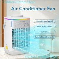 Portable Air Conditioner with Colorful Atmosphere Light Water Cooling Fan USB Table Fan 700ml Water Tank Desktop Fan Humidifier