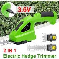 3.6V Electric Trimmer Garden Pruning Shears Lawn Hedge 2In1 Rechargeable Cordless Fence Scissors