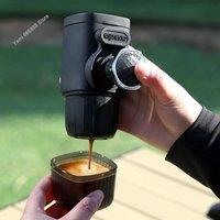 Mini 2 in 1 Portable Hand Pressure Capsule Coffee Machine Small Outdoor Ground Coffee Machine for