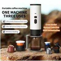 New 3-in-1 Wireless Electric Portable Espresso Coffee Machine for Car & Home Camping Coffee Maker Capsule Powder Travel 7800mAh