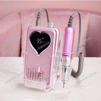 Portable Base Desktop Heart Cordless Nail Drill Machine 35000RPM Rechargeable Manicure Electric Nail