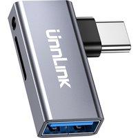 Unnlink 10Gbps USB C to USB A 3.1 & TF 2.0 (Micro SD) Card Reader OTG Adapter for Memorry Card Udisk Hard Disk to Phone PC