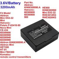 Battery 3200mAh for Abitron Mini,EX2-22,Komatsu Remote Control Transmitters,Hetronic 68300600,68300900,68304605,RHE3620KG