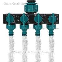 4-Way Water Splitters " to 3/4" to 1/2" Thread European Standard Thread Garden Irrigation Watering Connector Fittings Valve