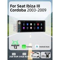 Wireless Carplay Autoradio 6.86" 1Din Radio Android Car Multimedia for Seat Ibiza 3 III Cordoba 2003-2009 Stereo Head Unit GPS