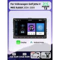 Autoradio Head Unit 2 Din Android Radio for VW Volkswagen Golf Jetta 5 V MK5 Rabbit 2004-2009 Carplay 9" Screen Car Multimedia