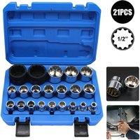 21 Pcs 1/2 Torx Sockets Set Ratchet Wrench Tool 12-point 8-36mm Specification Socket Head Set Car Repair Tool