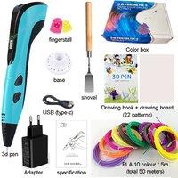 3D printing pen DIY Pens 3D Pen for Children Kids Creative Child's Birthday Gift with PLA Filament Portable Travel Case New