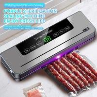 Electric Vacuum Sealer for Dry/Wet Food Kitchen Food Storage with UV Sterilization and Built-in Cutter Knife