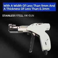 Stainless Steel Cable Tie Gun 0.3-7.9mm Self-Locking Zip Tension Cutting Tie Plier Gray Metal Hand