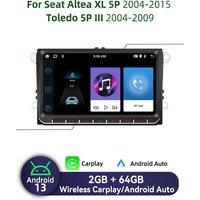 For Seat Altea XL 5P 2004-2015 Toledo 5P III 3 2004-2009 9" Screen Wireless Carplay Autoradio Android Car Multimedia 2 Din Radio