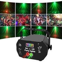 Mini 2IN1 DJ Disco Party Light LED RGBW Stage Light Sound Activated Laser Light Remote Control Strobe Laser Light Holiday Decor