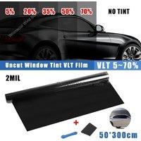 50x300CM Black Car Window Film 5%/20%/35%/50%/70% VLT Window Tinting Glass Shading Sticker Summer UV Protector Auto Accessories