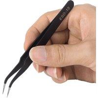 RL-ESD-11/15 Black Anti-static Tweezer Non-slip Curved Straight Tip Precision Stainless Forceps