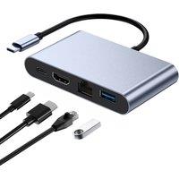 4-in-1 USB C Hub 100W Power 3.0 4K HDMI-compatible for MacBook Surface Chrome Steam Deck Stable USB 3.0 HUB Adapter
