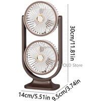 Desk Fan Cooling Device USB Rechargeable Portable Double Head High Speed Fan For Home Outdoor Travel School Kitchen Bedroom