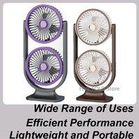 Table Fan Cooling Device USB Rechargeable Portable Double Head Personal Cooling Fan For Home Outdoor Travel School Bedroom