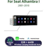 Carplay 6.86" Screen Multimedia 1Din Android Car Radio for Seat Alhambra I 2001-2010 Head Unit Autoradio Stereo Navigation GPS