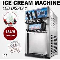 Commercial Soft Ice Cream Machine 3 Flavors 16-18L/H Ice Cream Soft Serve Maker 60HZ Lcd Panel One-click Cleaning