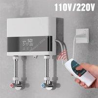 110V/220V Instant Water Heater Bathroom Kitchen Wall Mounted Electric Water Heater LCD Temperature