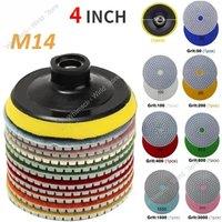 8pcs 4 inch 100mm Diamond Polishing Pads Kit Wet/Dry for Granite Stone Concrete Marble Polishing Use Grinding Discs Set M14