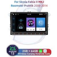 2Din Android Radio Car Multimedia for Skoda Fabia 2 II MK2 Roomster Praktik 2008-2014 9" Screen Wireless Carplay Autoradio GPS
