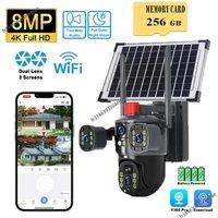 8MP V380 Pro Solar Powered Wireless WiFi Surveillance PTZ Camera 4K Outdoor Security 4G Sim Card Solar CCTV Camera