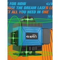 GZG 16-Line Laser Level Pro, USB Cable 18650 Lithium Battery, 0.4-1mW Green Beam for Construction, DIY Projects