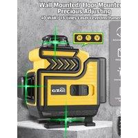 1pc GZG Professional 4D Cross Line Laser Level, 4X360 Green Beam, 16 Lines, Self-Leveling, USB Charging, ?36V, 0.4-1Mw