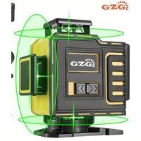 1pc GZG Professional 4D Cross Line Laser Level, 4X360 Green Beam, 16 Lines, Self-Leveling, USB Charging, ?36V, 0.4-1Mw