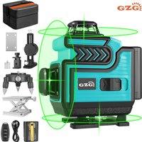 1pc GZG Professional 4D Cross Line Laser Level, 4X360 Green Beam, 16 Lines, Self-Leveling, USB Charging, ?36V, 0.4-1Mw