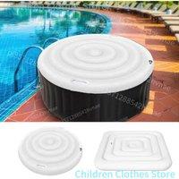 Inflatable Hot Tub Cover Energy Saving Round Hot Tub Lid Outdoor Spa Pool Windproof Rain Overflow Thermal Cover for Spa
