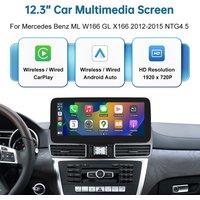 12.3'' Car Multimedia Display For Mercedes-Benz ML W166 GL X166 2012-2015 NTG4.5 Touch Screen Wireless Carplay Android Auto