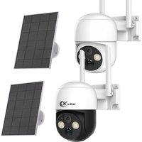 XVIM 4MP Wifi Solar Camera, Recharge Battery IP Camera, 2.5K CCTV Video Security Camera with Solar Panel, Black/White