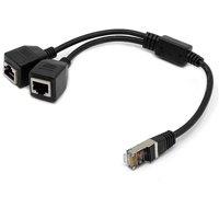 IPTV Broadband PC RJ45 Network Cable Splitter Adapter One in Two Spare Internet Router Cable for Network Communication