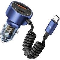 Toocki 60W USB Car Charger Quick Charge 4.0 3.0 For iPhone 15 14 Samsung S23 Xiaomi Type C Car Phone Charger With Type-C Cable