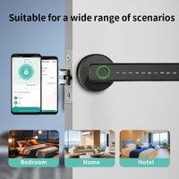 RYNX Tuya Smart Fingerprint no-drill installation Lock Financial level Electronic Indoor Lock Password/Key/Tuya Unlock Bathroom