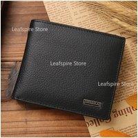 Genuine Leather Mens Wallet Premium Product Real Cowhide Wallets for Man Short Black Walet Portefeuille Homme Short Purses