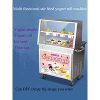 Automatic Double Square Flat Pan Instant Thailand Rolled Ice Cream Making Thai Stir Fry Tawa Roller Fried Ice Cream Roll Machine