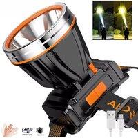Multifunctional USB Output Power Display Rechargeable Plastic Headlight With Sensing Function Torch Headlamp