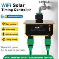 New 1/2 Outlets Solar Irrigation Timer Smart APP Control Automatic Irrigation System Outdoor Water Timer Garden Watering Tool