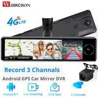 3 Camera 10.8 IPS Car Rearview Mirror DVR Camera 4G WIFI ADAS Android 8.1 GPS Navigation Car Dash Cam FHD 1080P Video Recorder