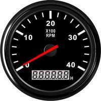 Auto or Boat 0-4000RPM Tachometers 85mm Black Rev Counters 1-300 Speed Ratio Revolution Meters with Hourmeters Red Backlight