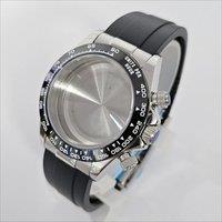 Watch Case Stainless Steel Watch Accessories 40mm Sapphire Glass Quart Stainless Steel Case Rubber Strap Fit VK63 Quart Movement